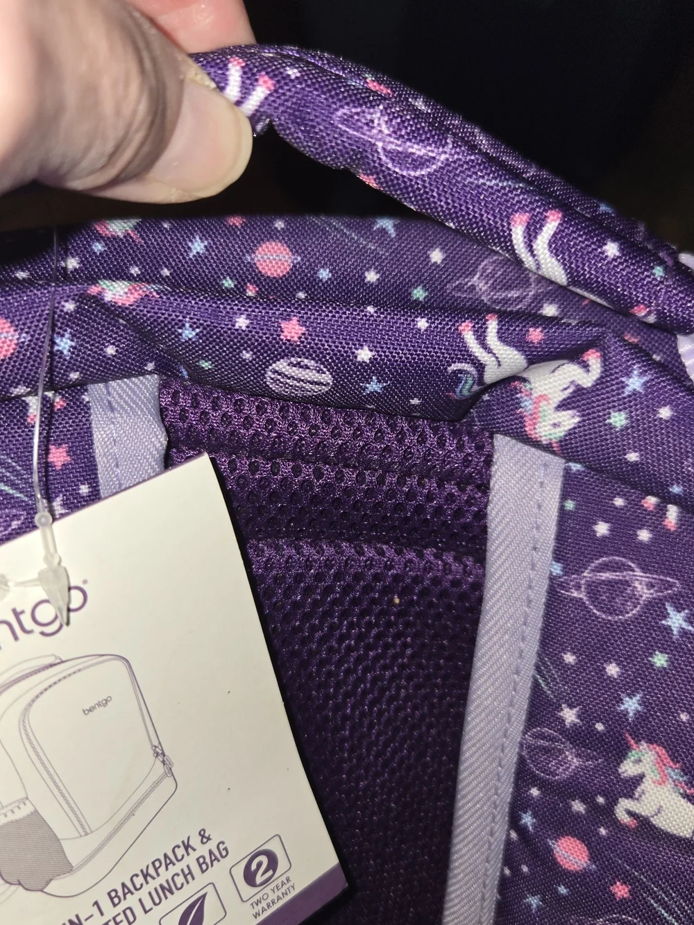 Bentgo Kids Purple Unicorn Backpack with Built-In Lunch Bag